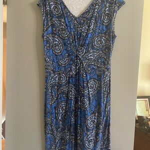 Dana Buchman Blue and White Paisley Dress - L